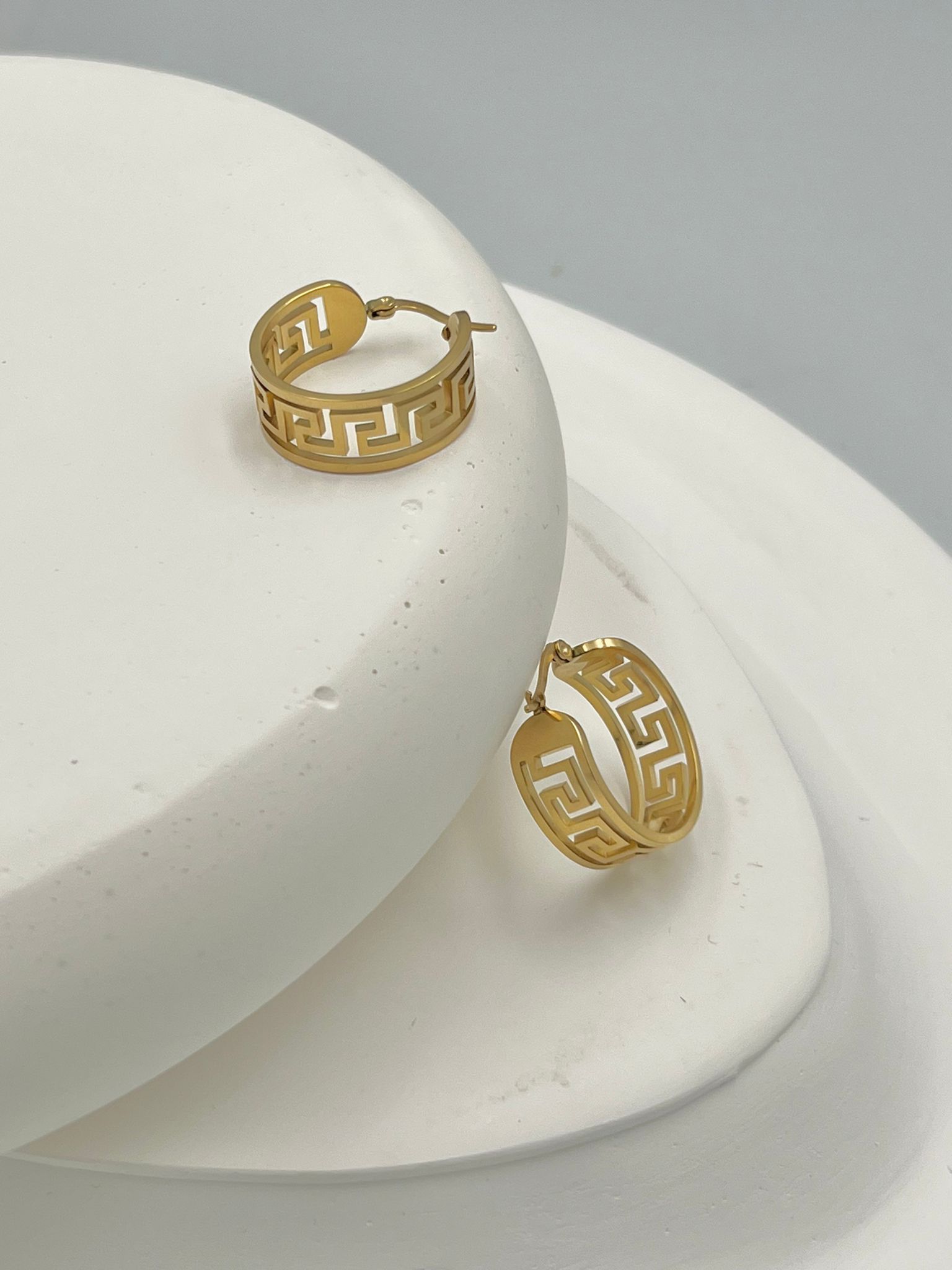 Gold Versace Çelik Halka Küpe