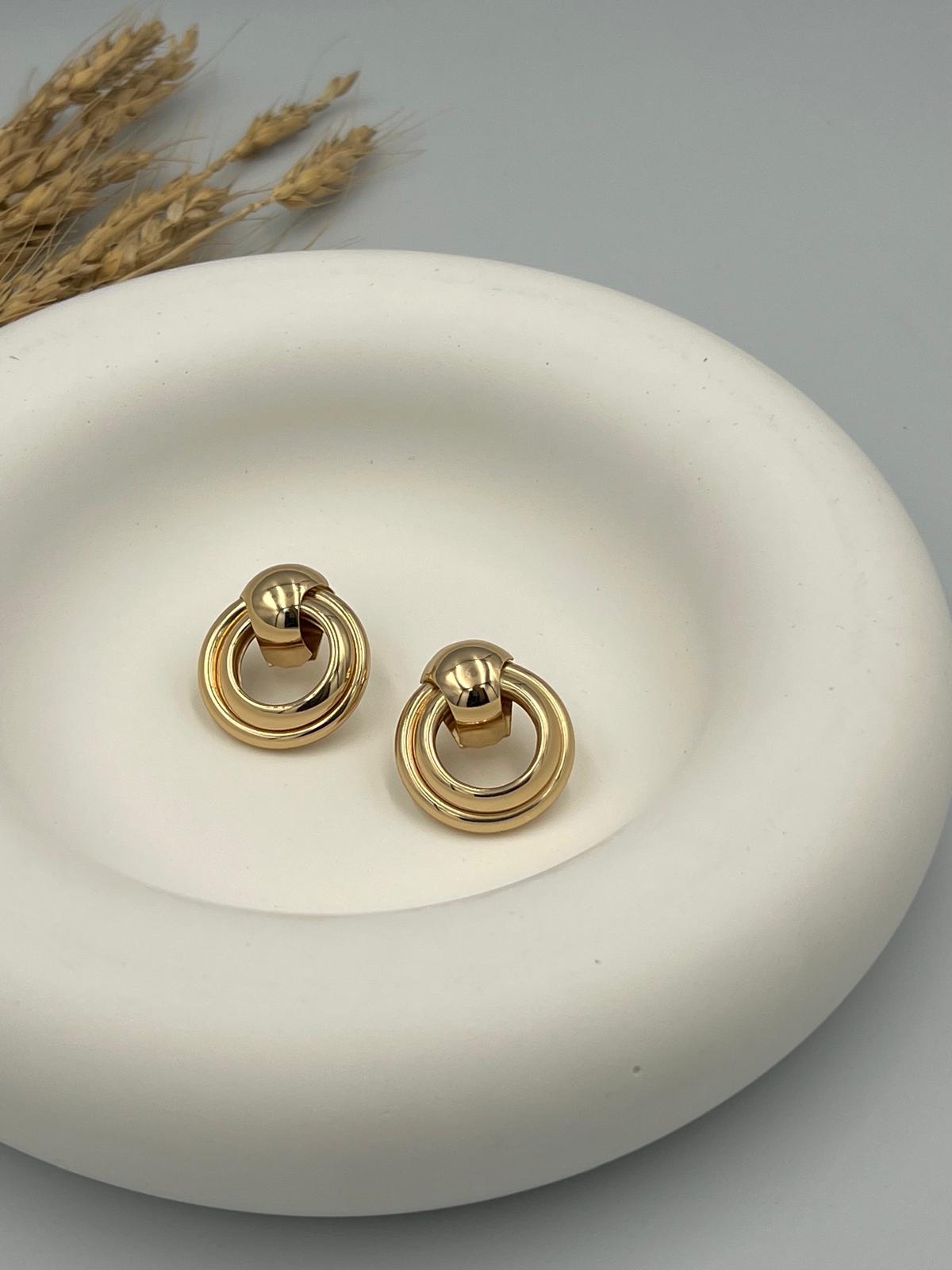 Çelik tokmak model gold küpe