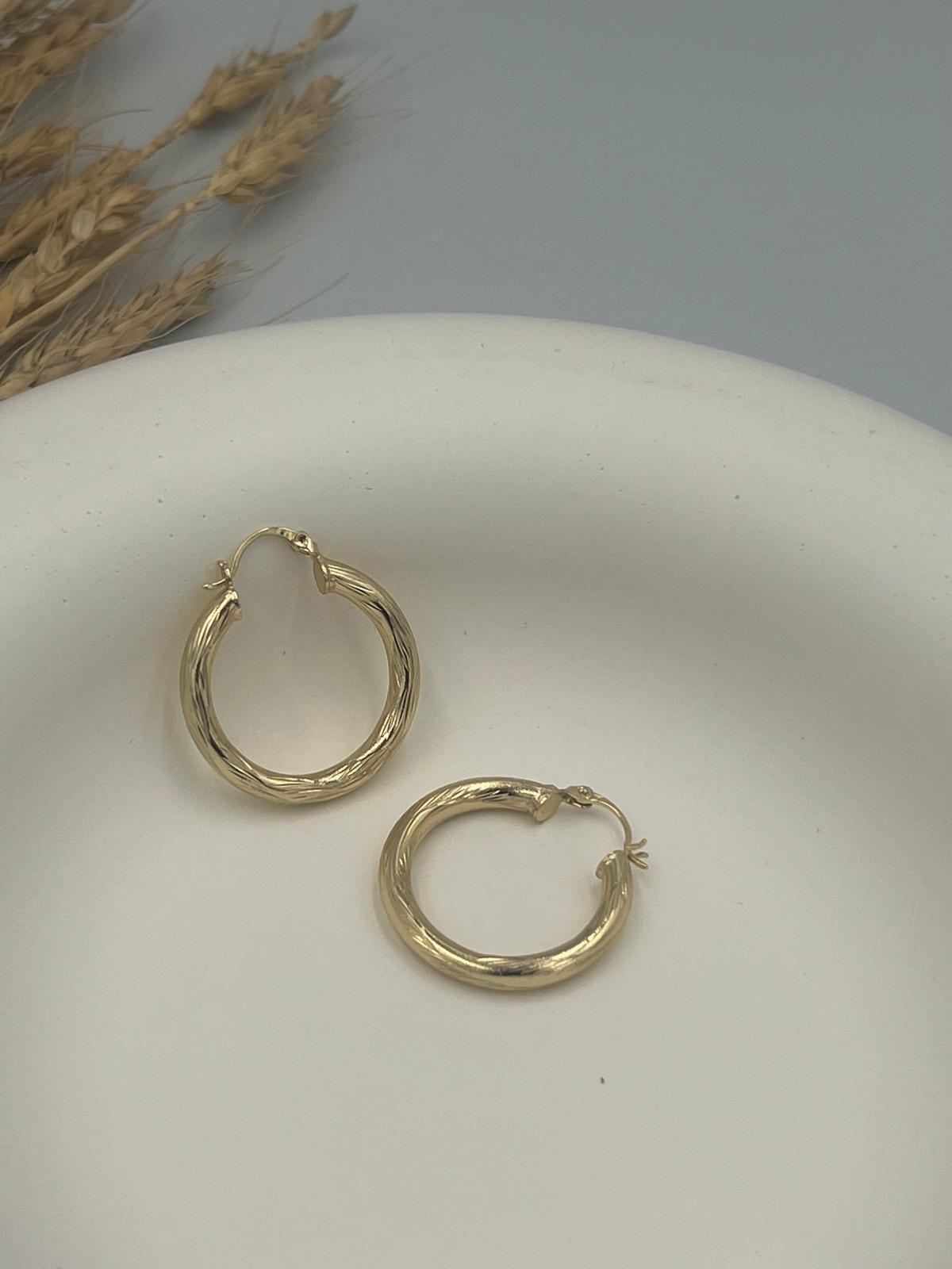 Gold desen çelik halka küpe