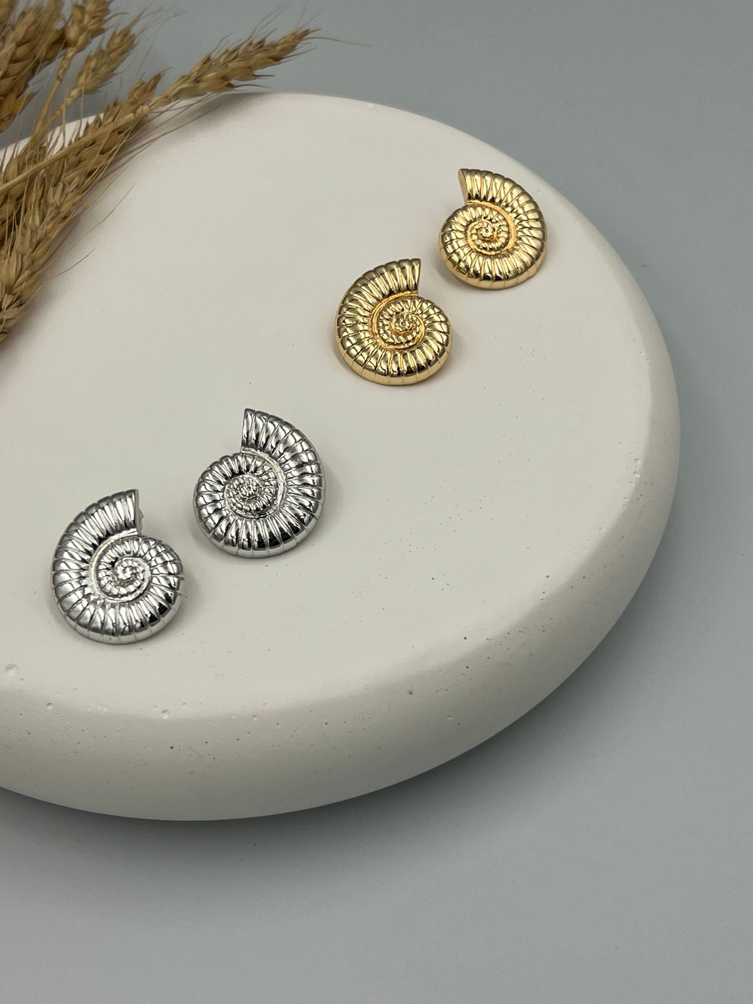 Gold & Silver  salyangoz çelik küpe